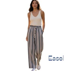 Anthropologie Easel Cream Striped Wide Leg Pants NWOT Size M